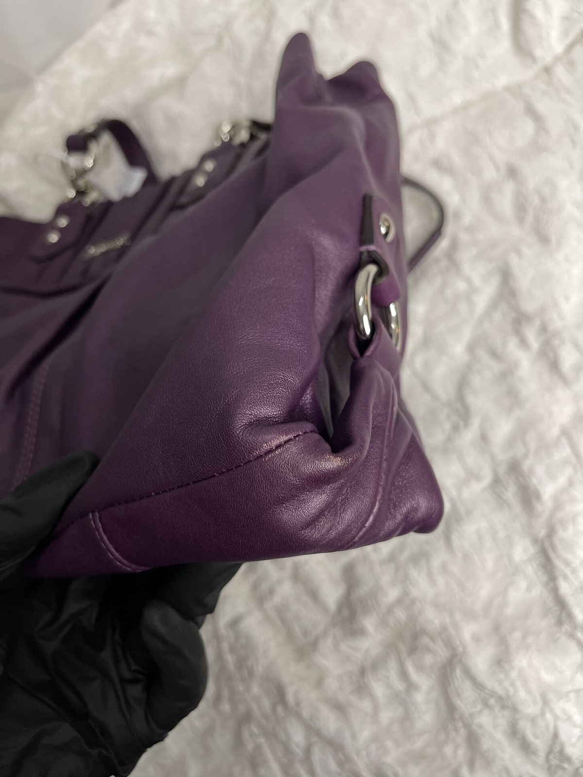 Vintage Coach Purple Pleated Carryall Shoulder Bag 5