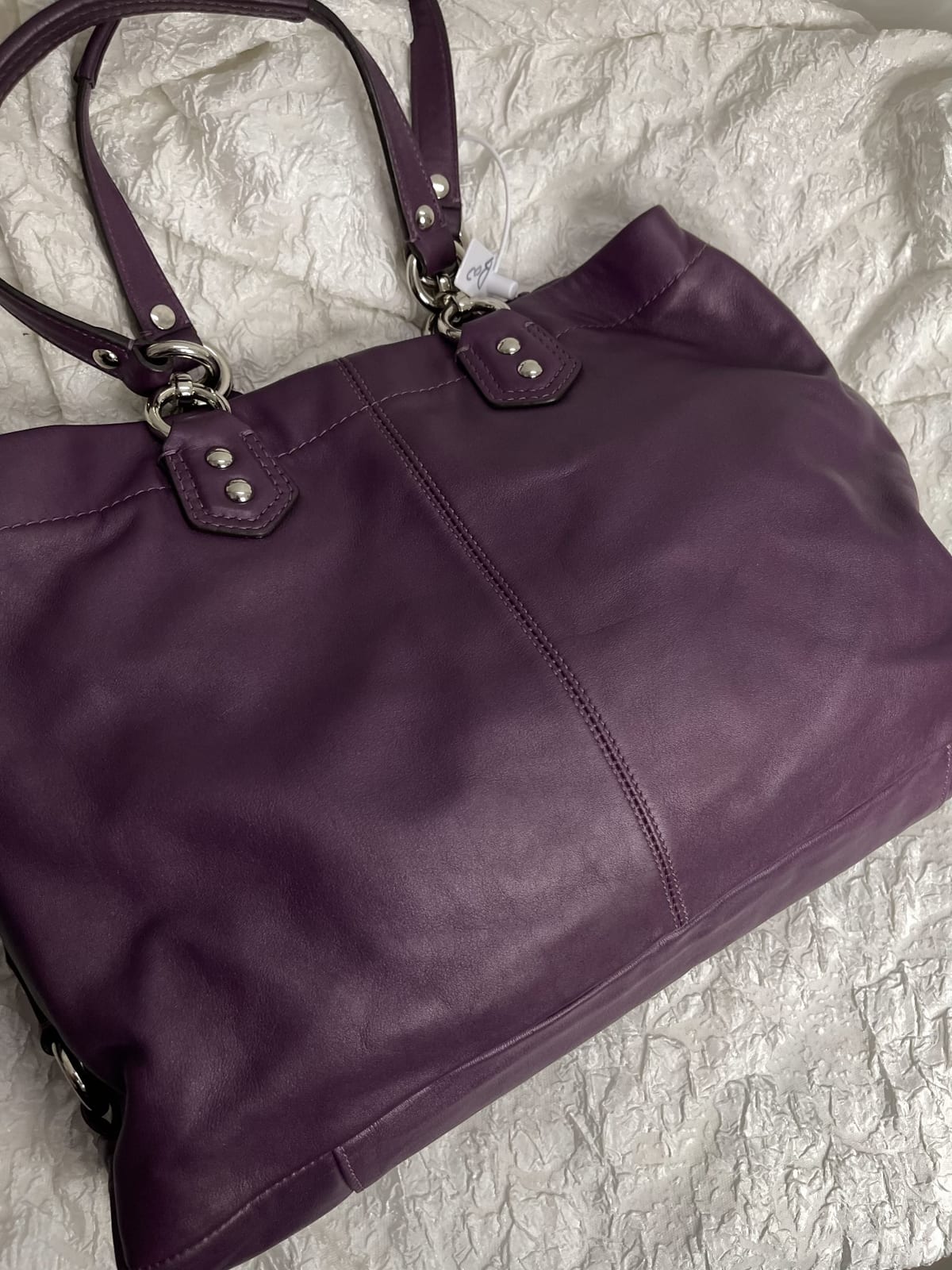 Vintage Coach Purple Pleated Carryall Shoulder Bag 6