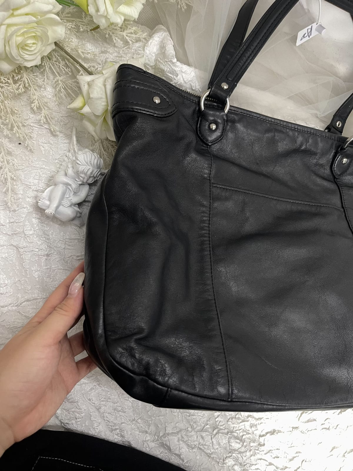 Vintage Coach Black Soft Tote Bag 6