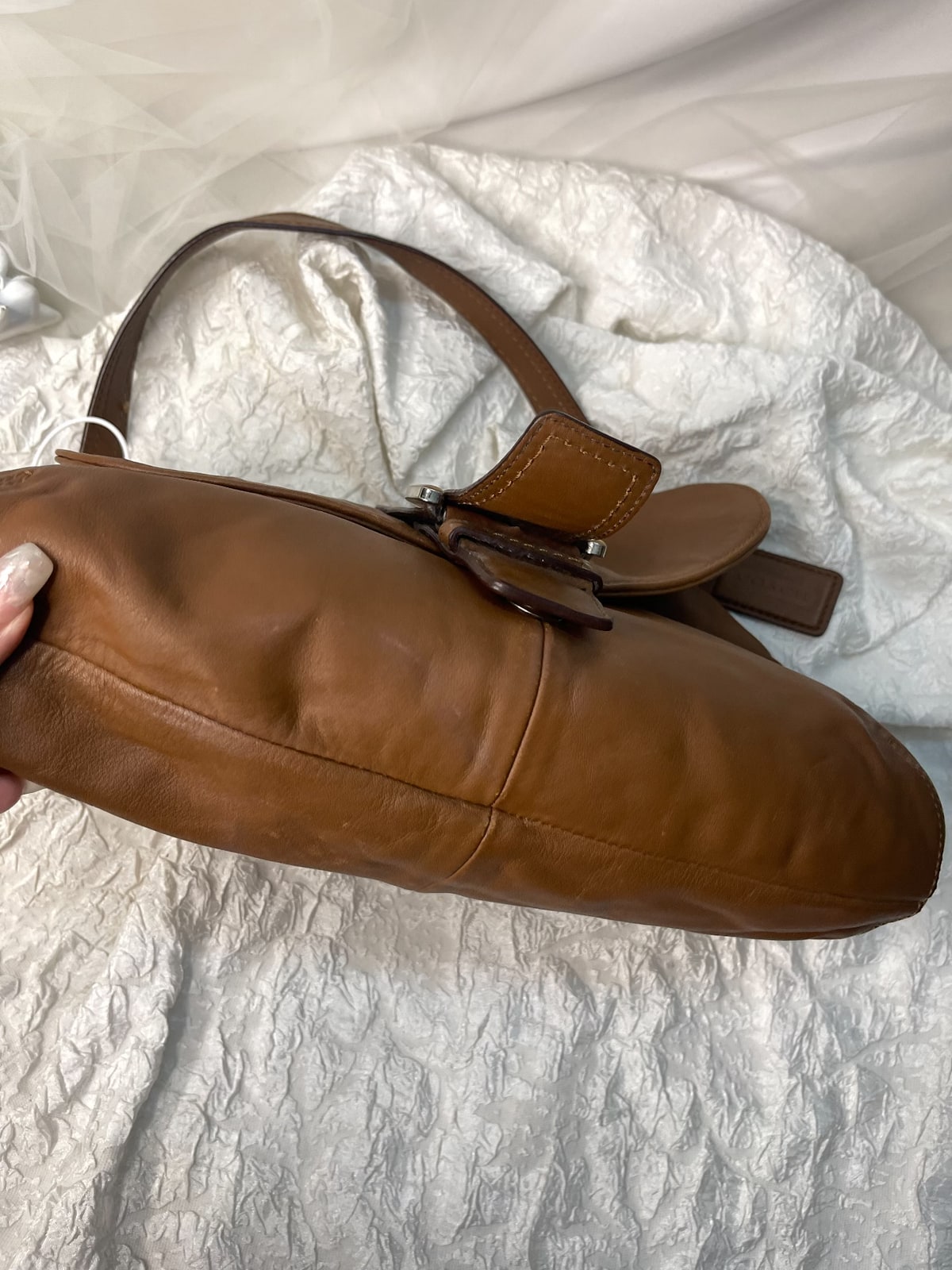 Vintage Coach Tan Buckle Shoulder Bag 2