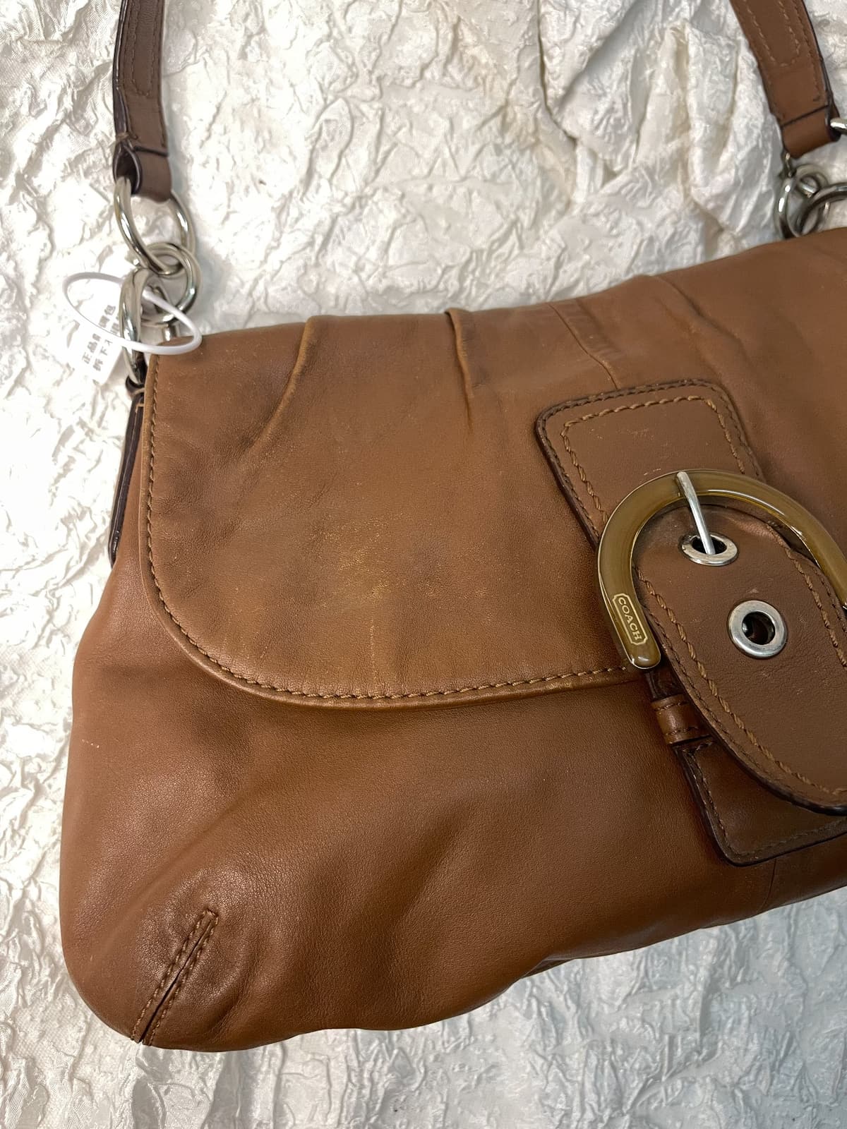Vintage Coach Tan Buckle Shoulder Bag 4