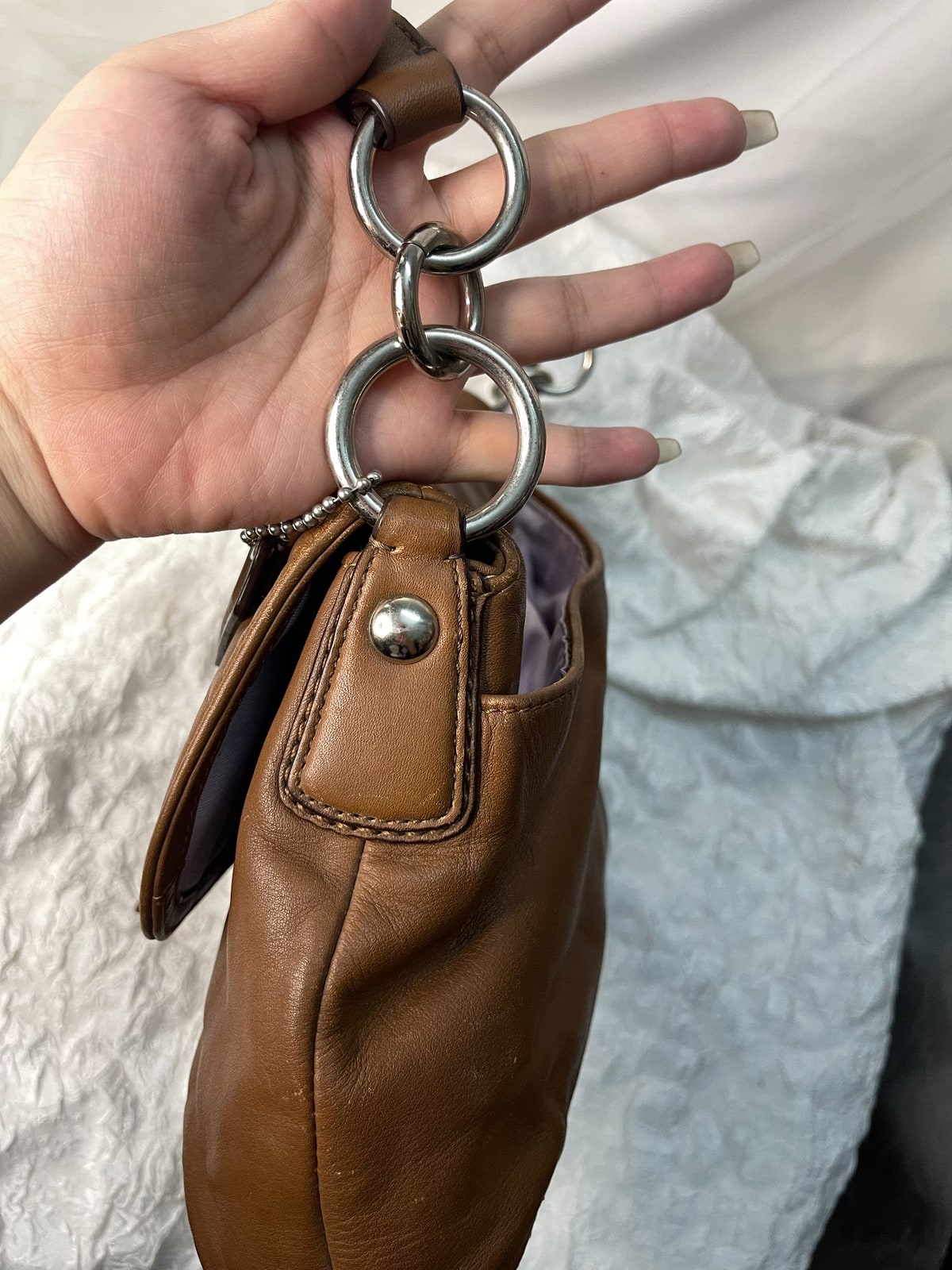 Vintage Coach Tan Buckle Shoulder Bag 6