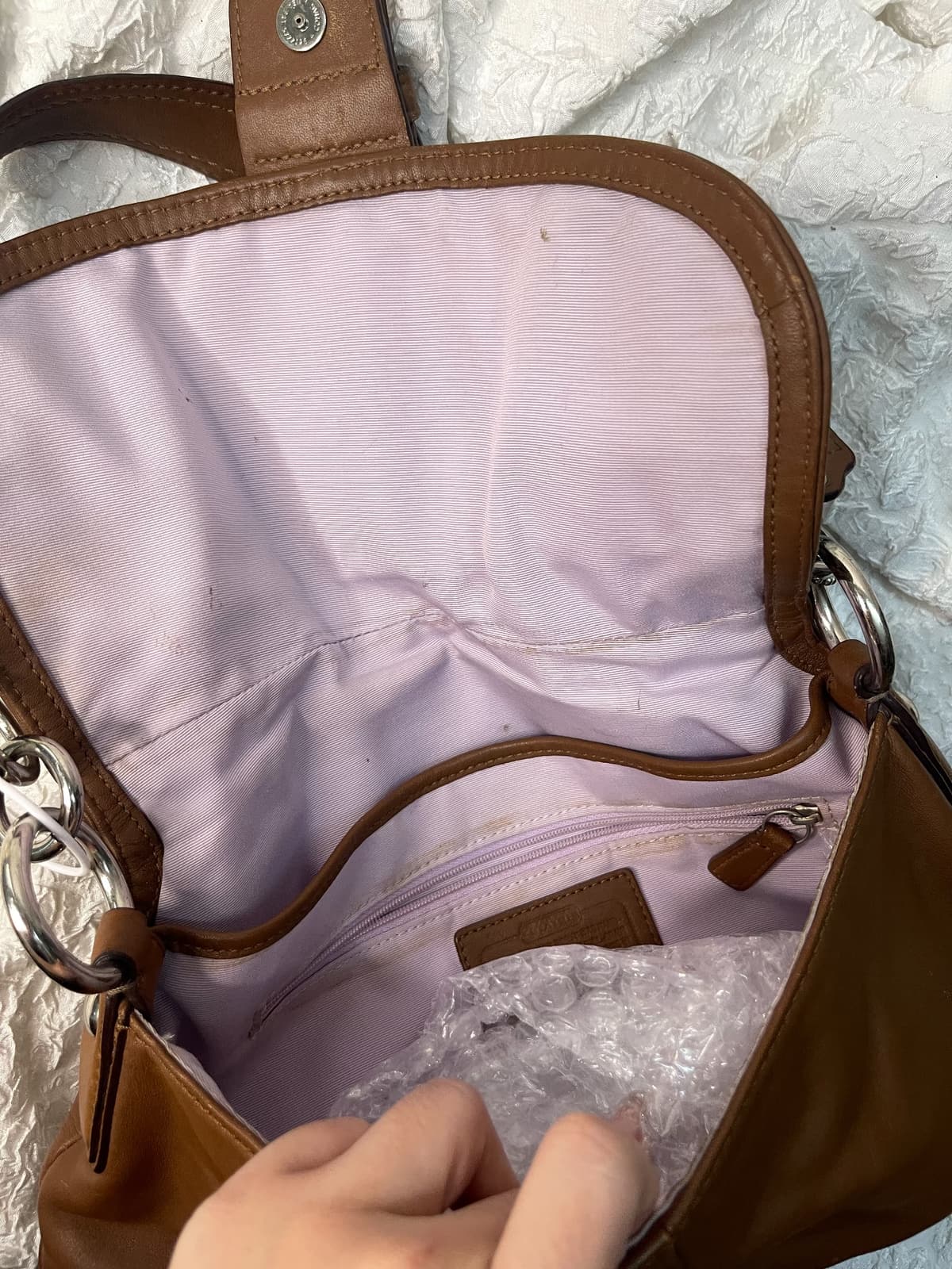 Vintage Coach Tan Buckle Shoulder Bag 8