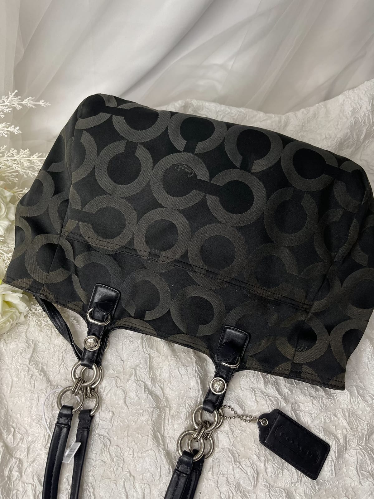 Vintage Coach Black Op Art Tote Bag 2