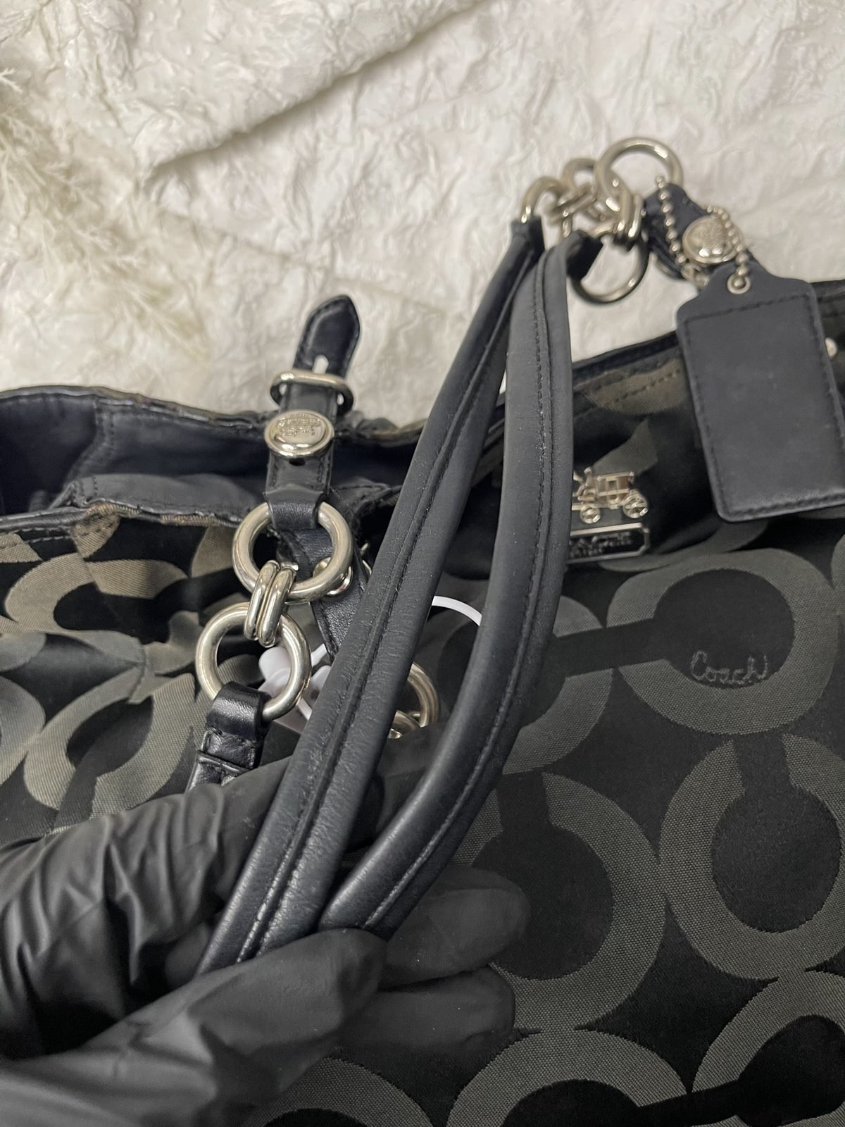 Vintage Coach Black Op Art Tote Bag 3