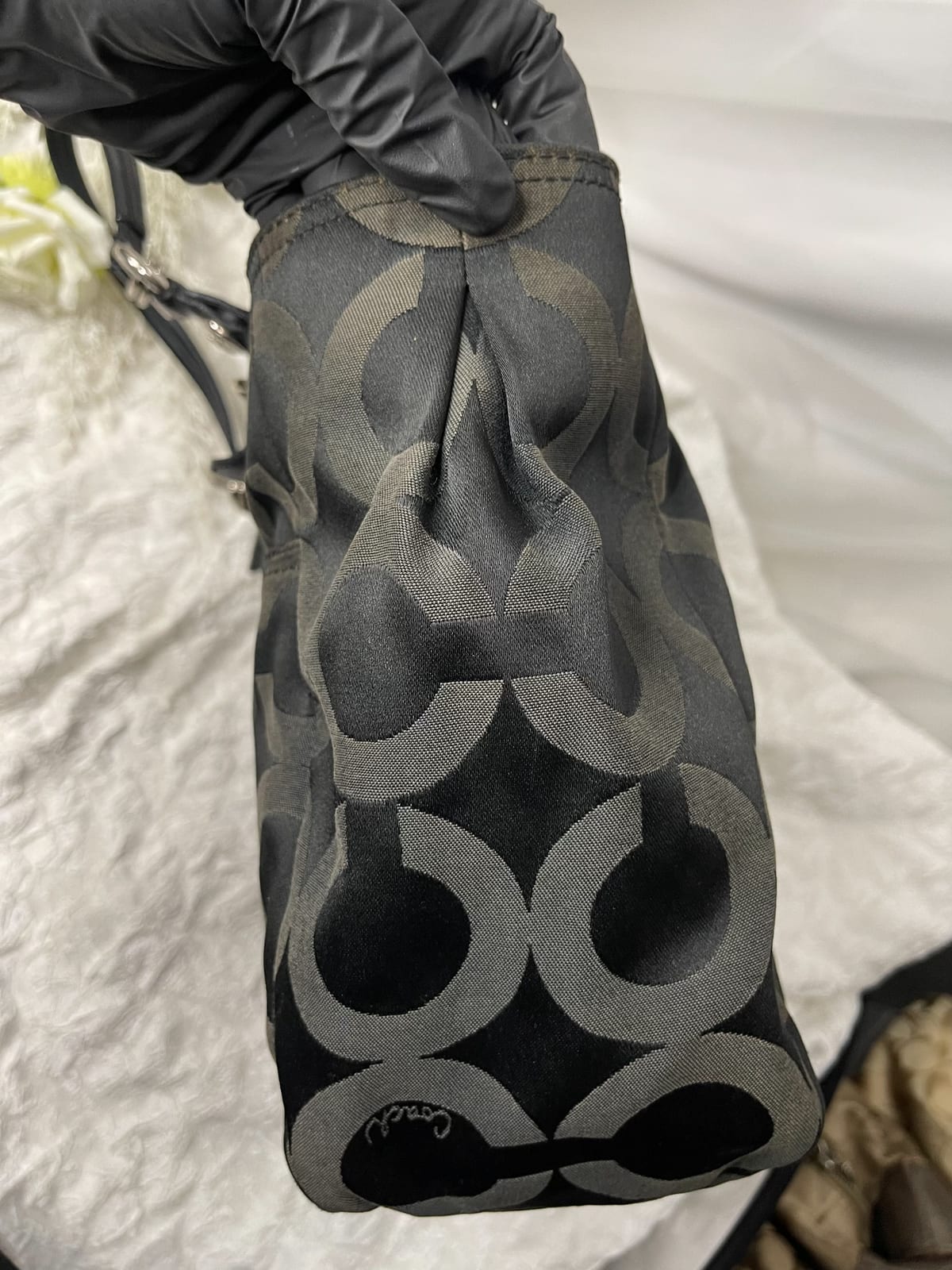 Vintage Coach Black Op Art Tote Bag 8