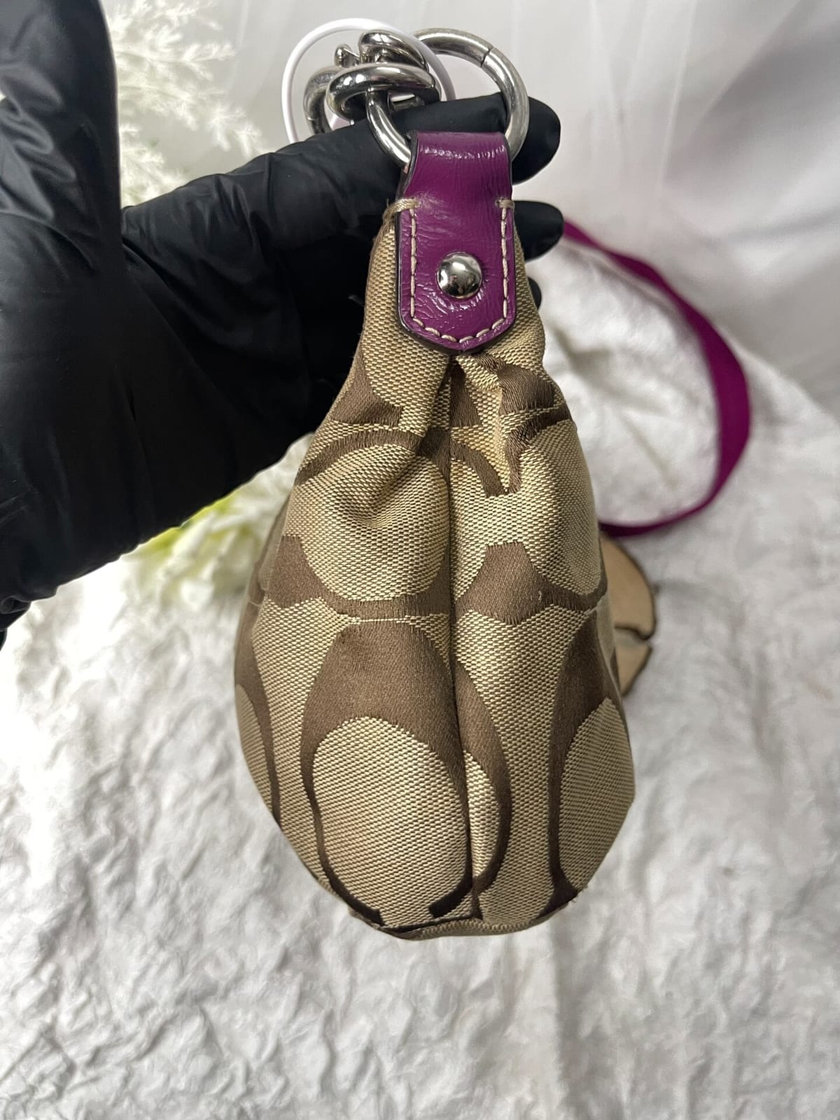 Vintage Coach Pink Signature Crossbody Bag 4