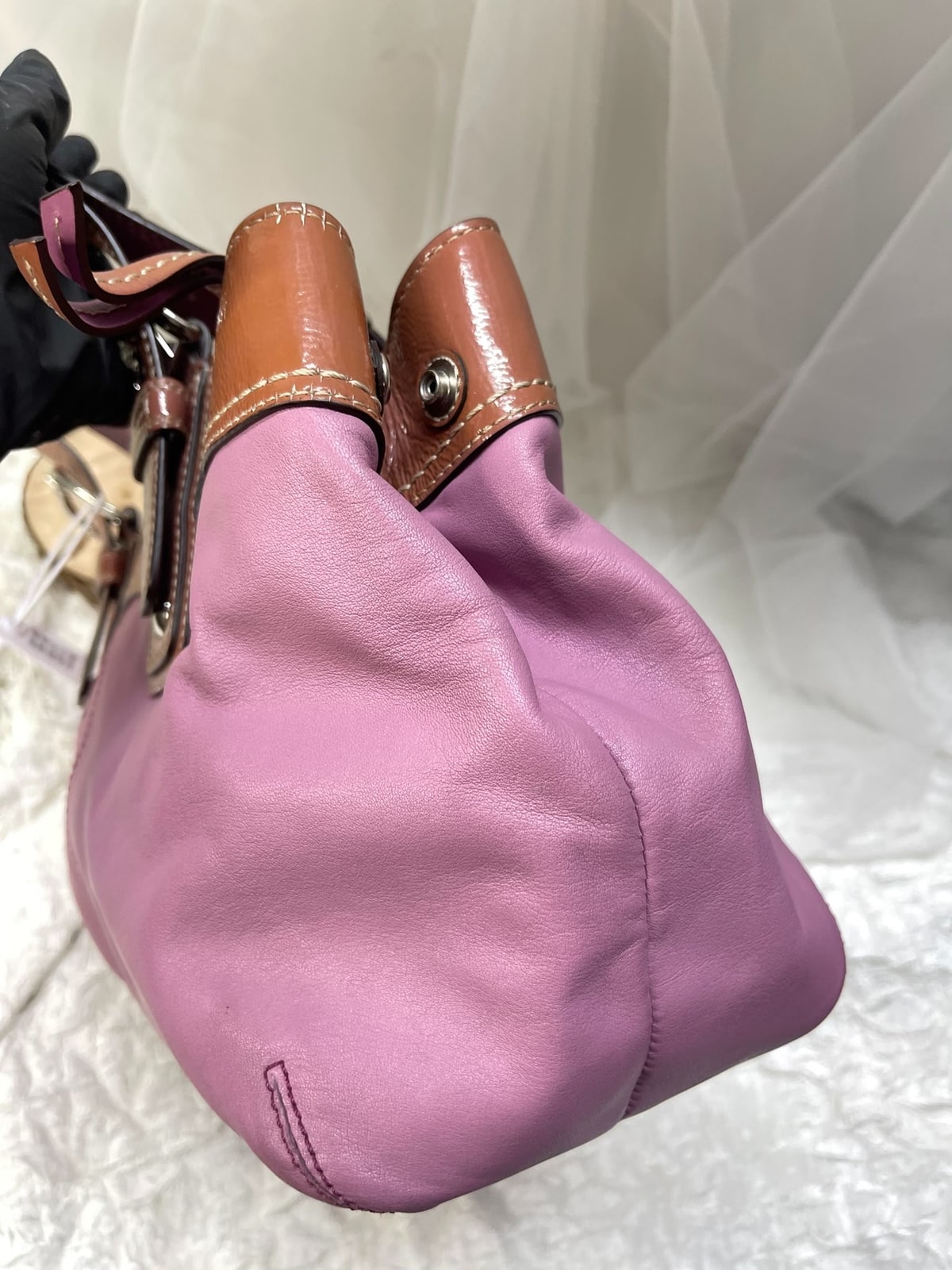 Vintage Coach Pink Brown Cloud Satchel Bag 2