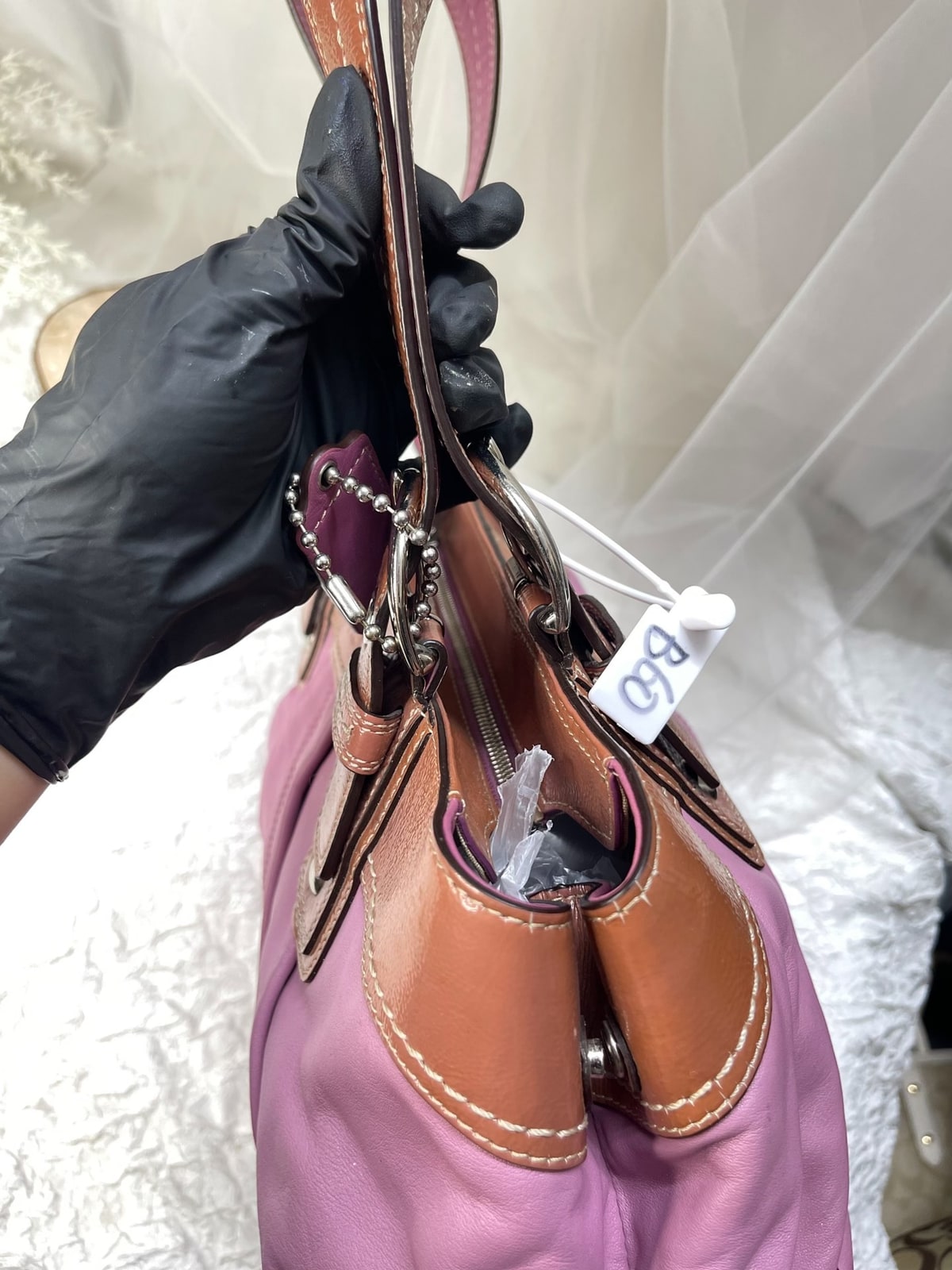 Vintage Coach Pink Brown Cloud Satchel Bag 6