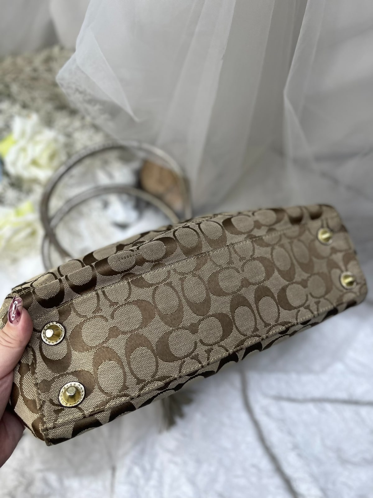 Vintage Coach Tan Signature Braided Satchel Bag 4