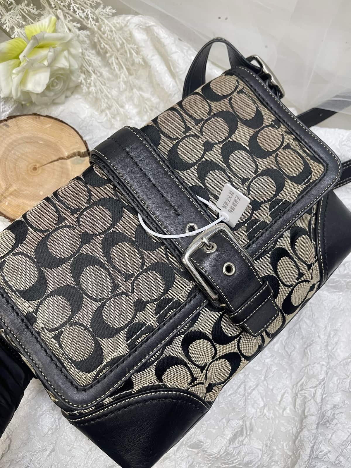 Vintage Coach Grey Signature Crossbody Bag 2