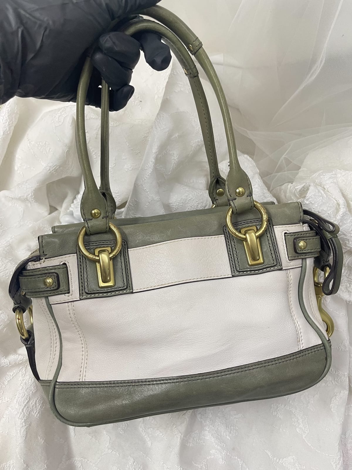 Vintage Coach Cream Two-Tone Satchel Bag 2