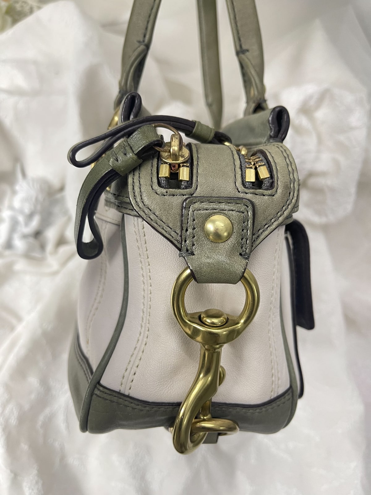 Vintage Coach Cream Two-Tone Satchel Bag 3