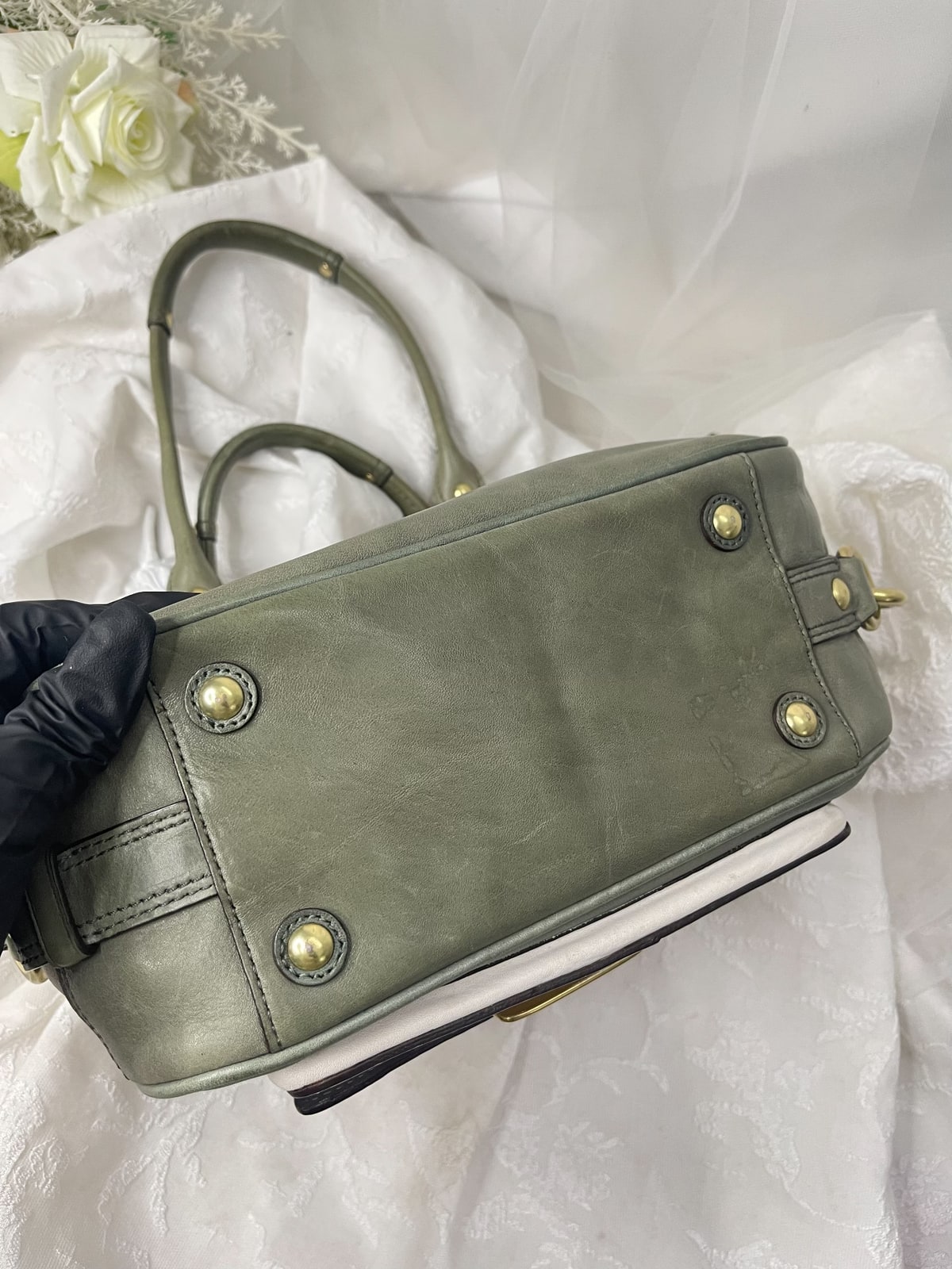 Vintage Coach Cream Two-Tone Satchel Bag 6