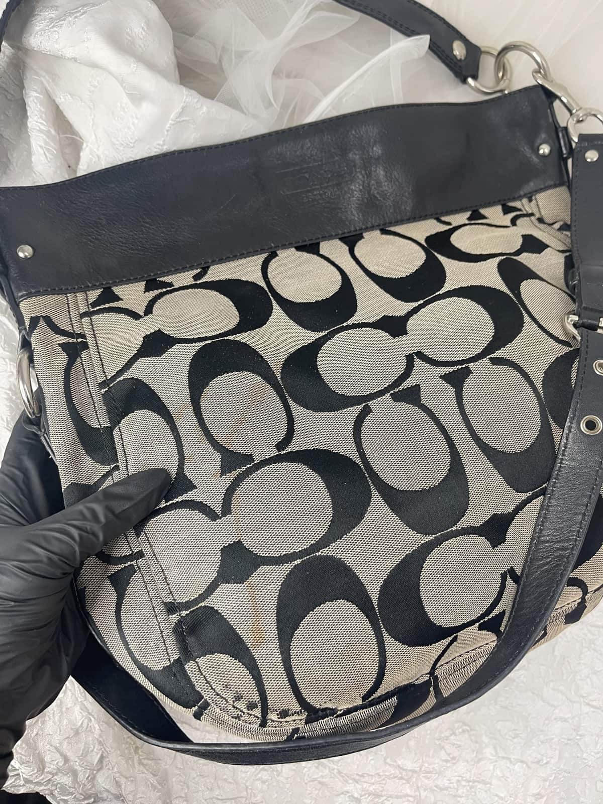 Vintage Coach Grey Signature Hobo Bag 2
