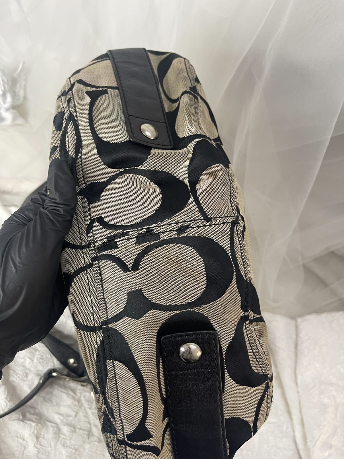 Vintage Coach Grey Signature Hobo Bag 5