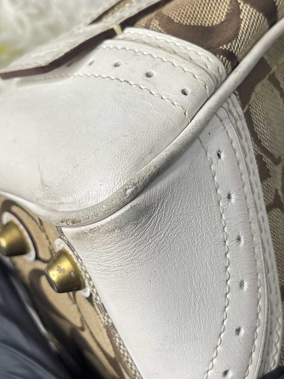 Vintage Coach Cream Signature Bowler Bag 7