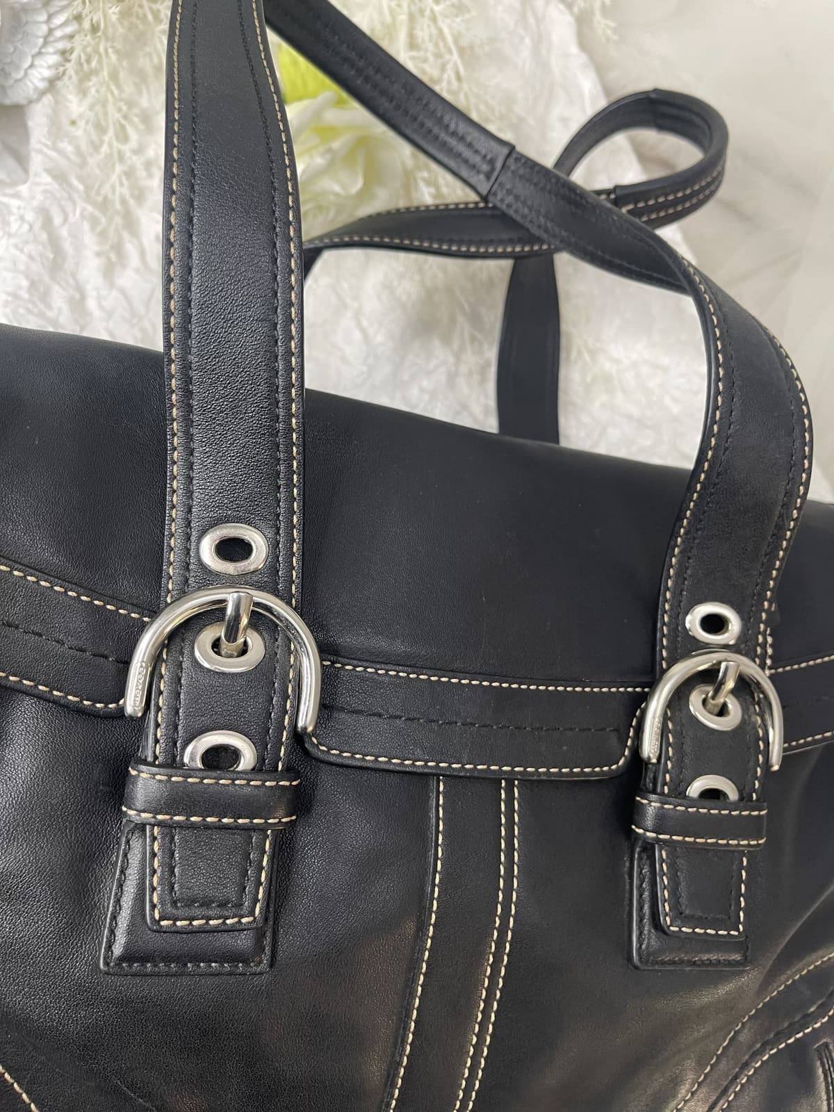 Vintage Coach Black Leather Satchel Bag 9