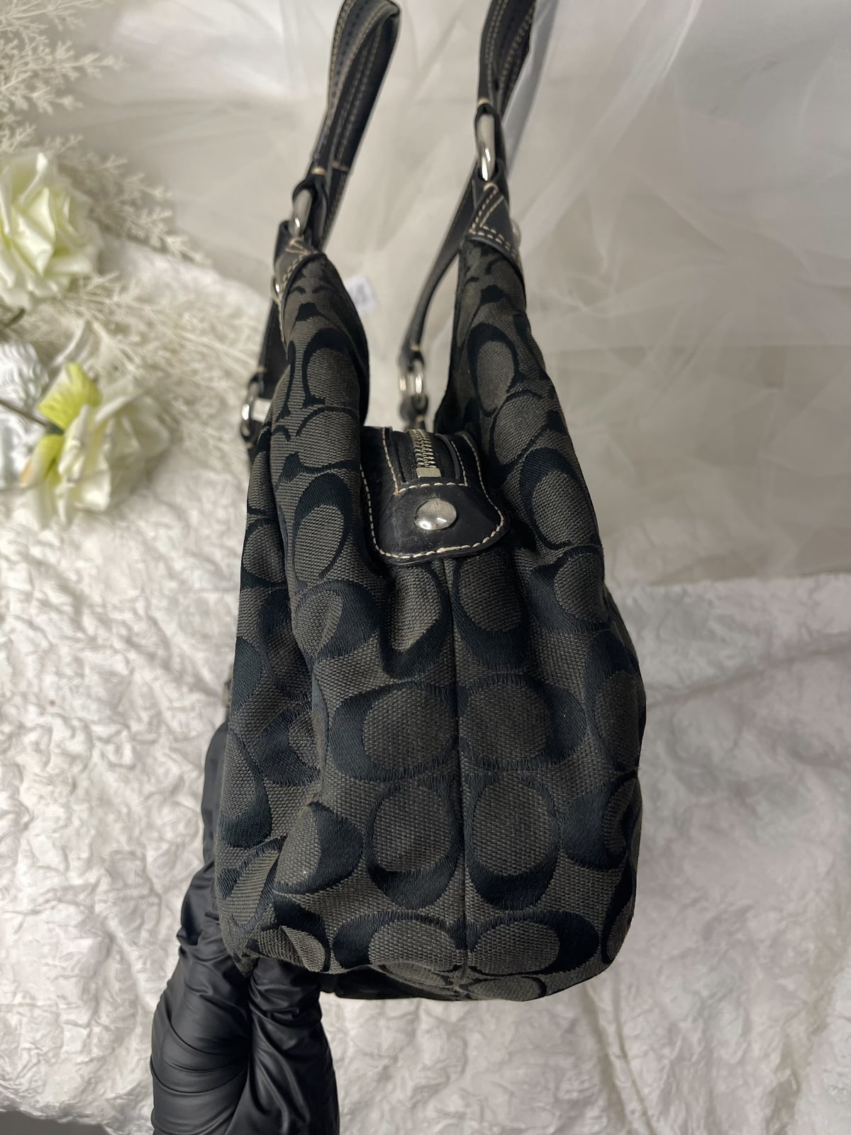 Vintage Coach Black Mini Hobo Bag 3