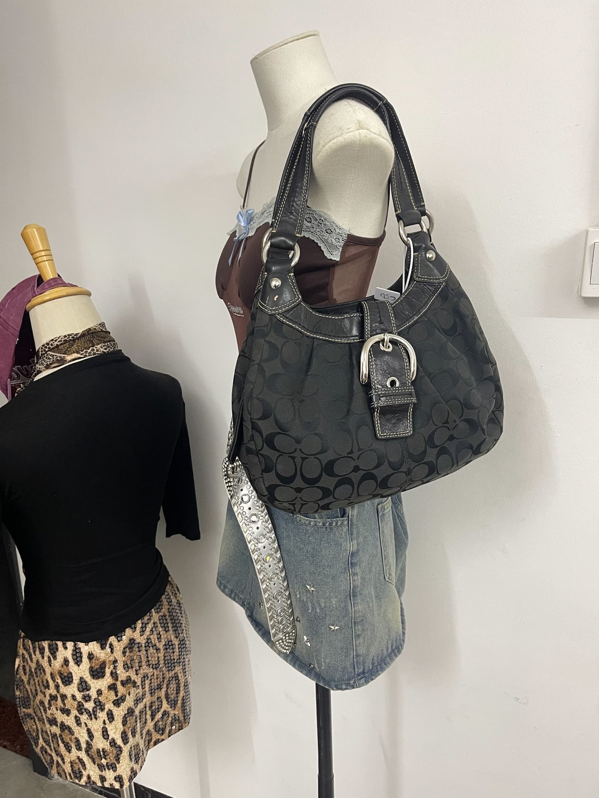 Vintage Coach Black Mini Hobo Bag 6