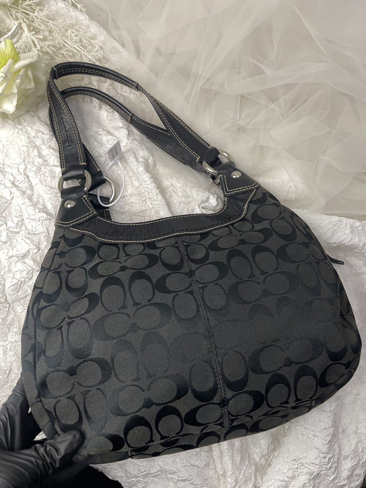 Vintage Coach Black Mini Hobo Bag 7