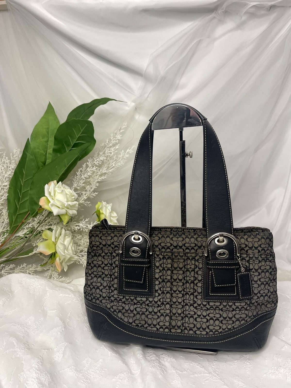 Vintage Coach Grey Mini Basket Shoulder Bag 2