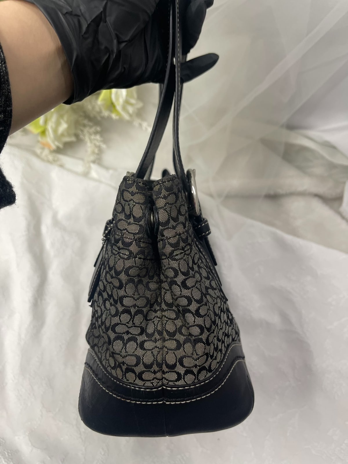 Vintage Coach Grey Mini Basket Shoulder Bag 9