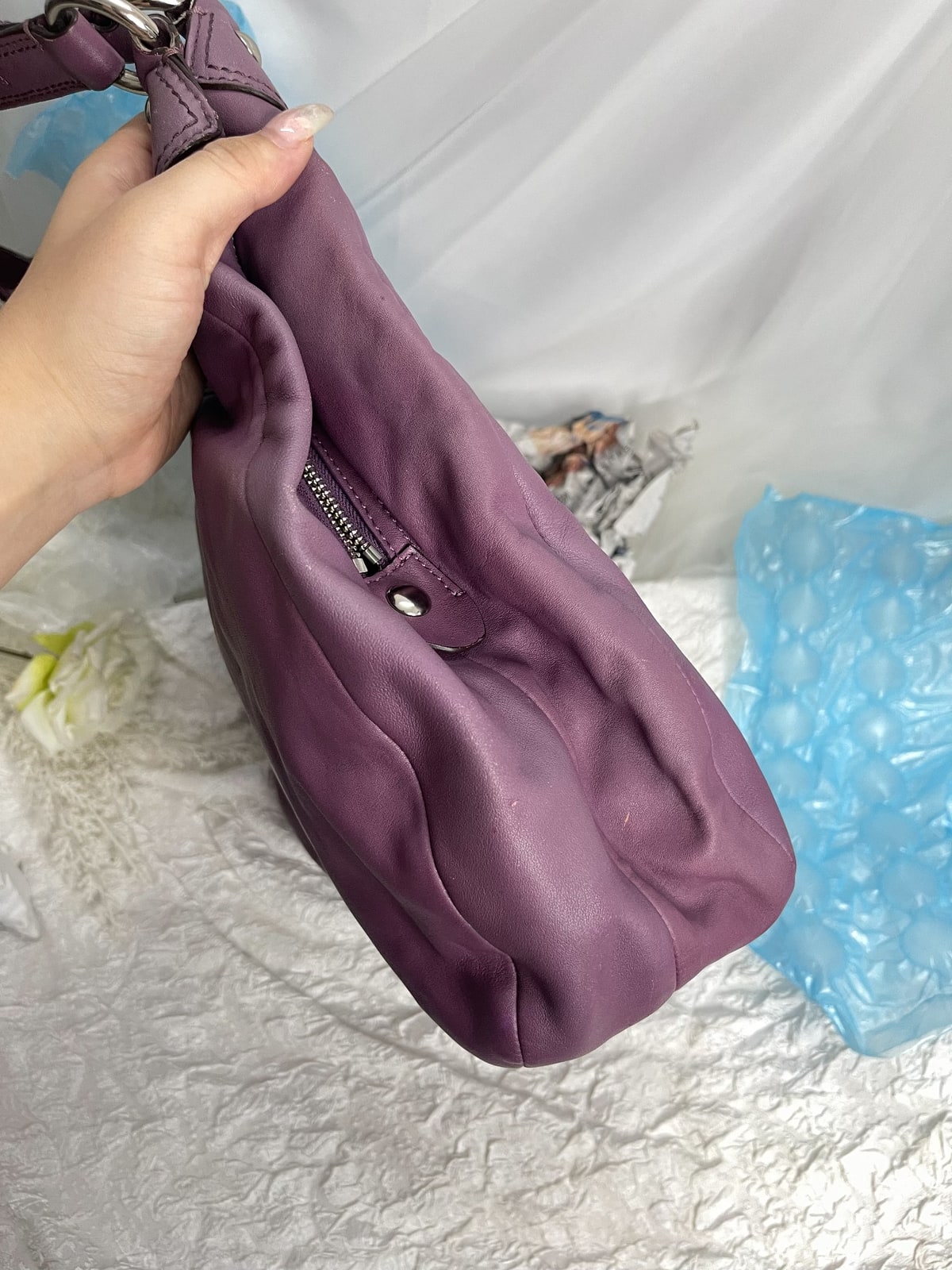 Vintage Coach Lilac Soft Leather Hobo Bag 6