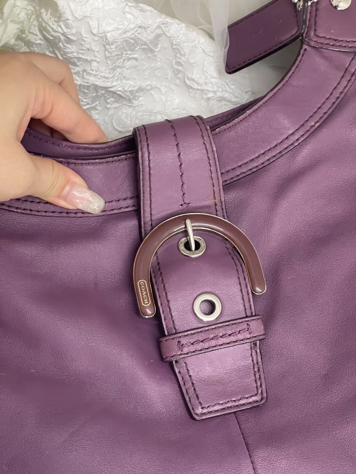 Vintage Coach Lilac Soft Leather Hobo Bag 8