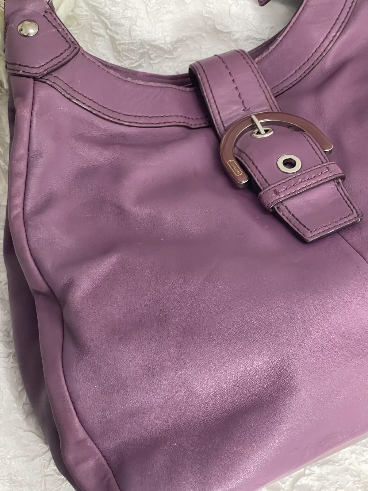 Vintage Coach Lilac Soft Leather Hobo Bag 9