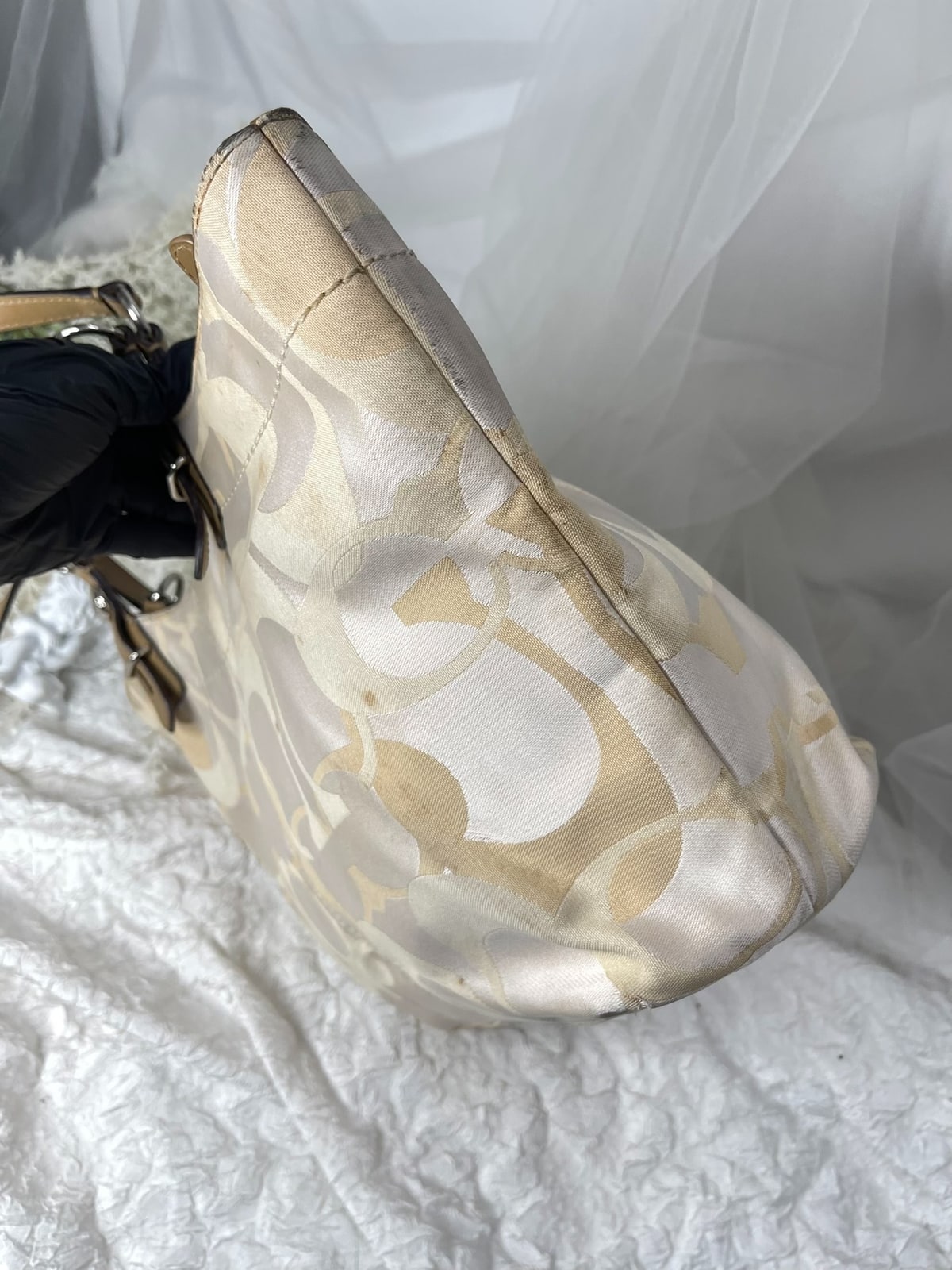 Vintage Coach Cream Iridescent Tote Bag 3