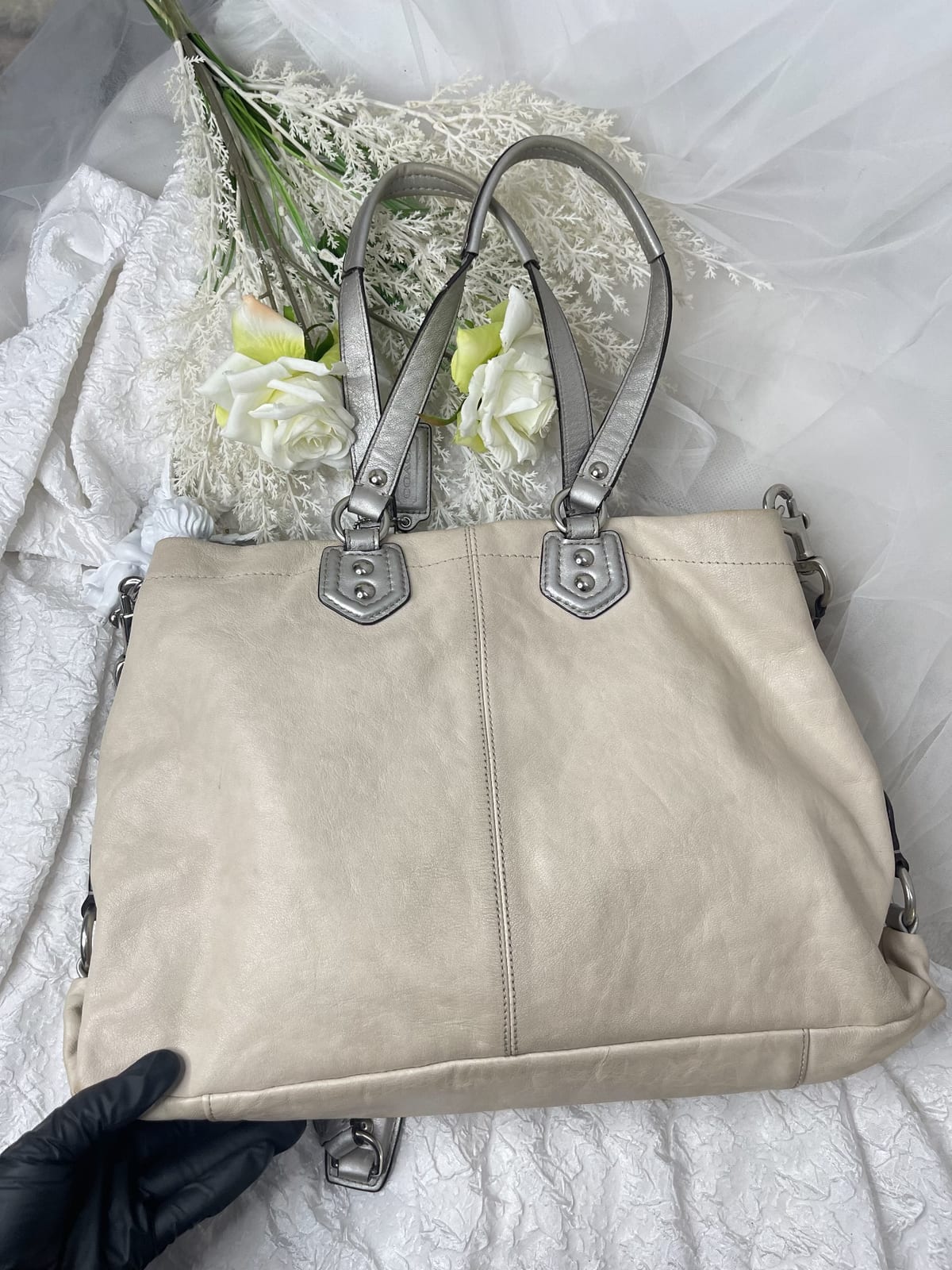 Vintage Coach Cream Ashley Carryall Shoulder Bag 4