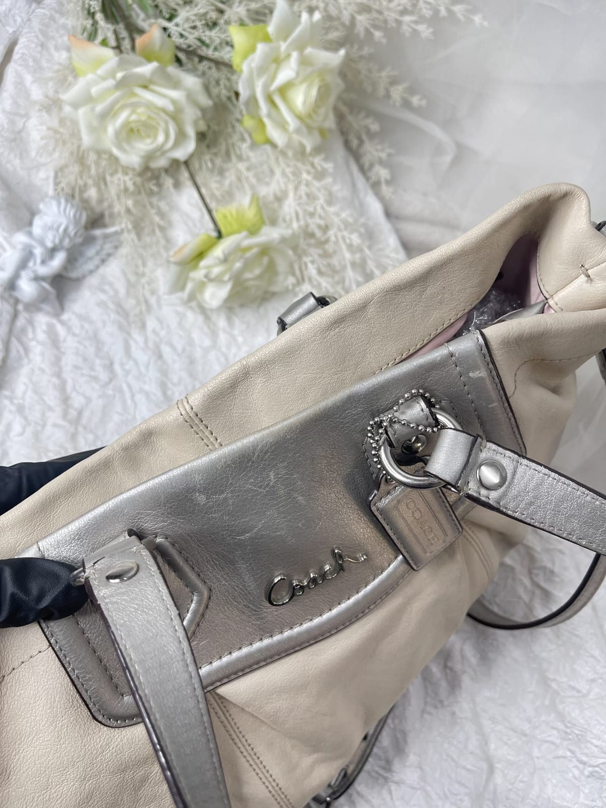 Vintage Coach Cream Ashley Carryall Shoulder Bag 6