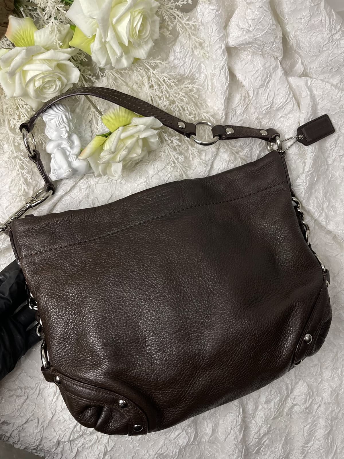 Vintage Coach Brown Chain Hobo Bag 2