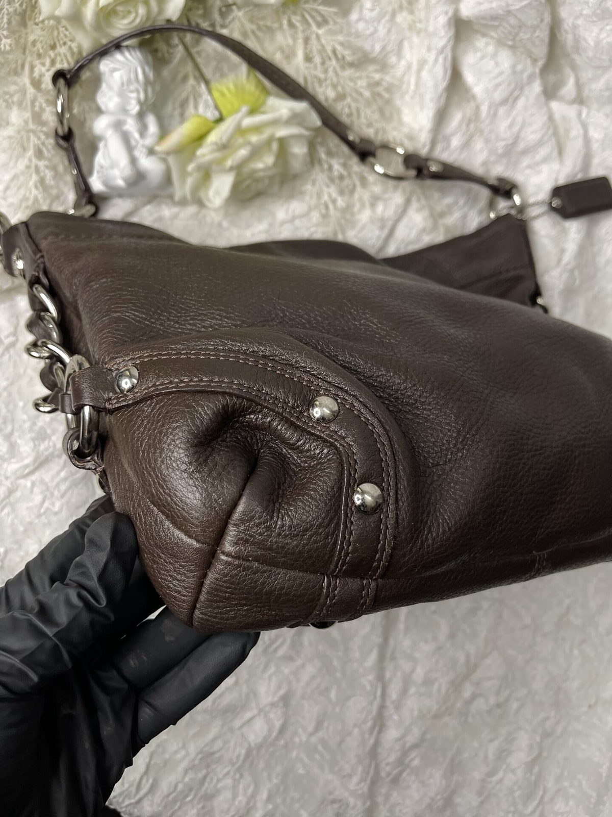 Vintage Coach Brown Chain Hobo Bag 3