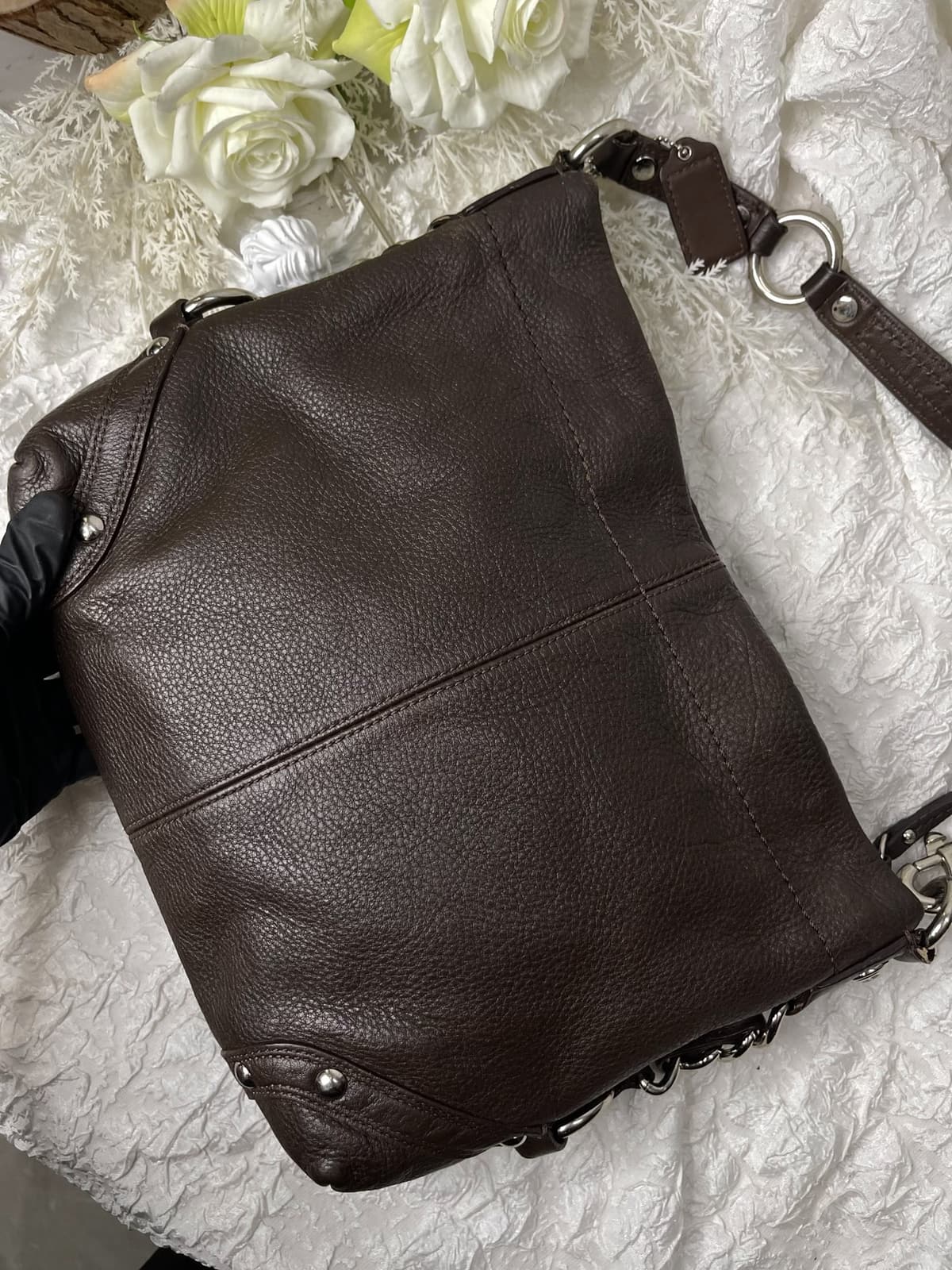 Vintage Coach Brown Chain Hobo Bag 4