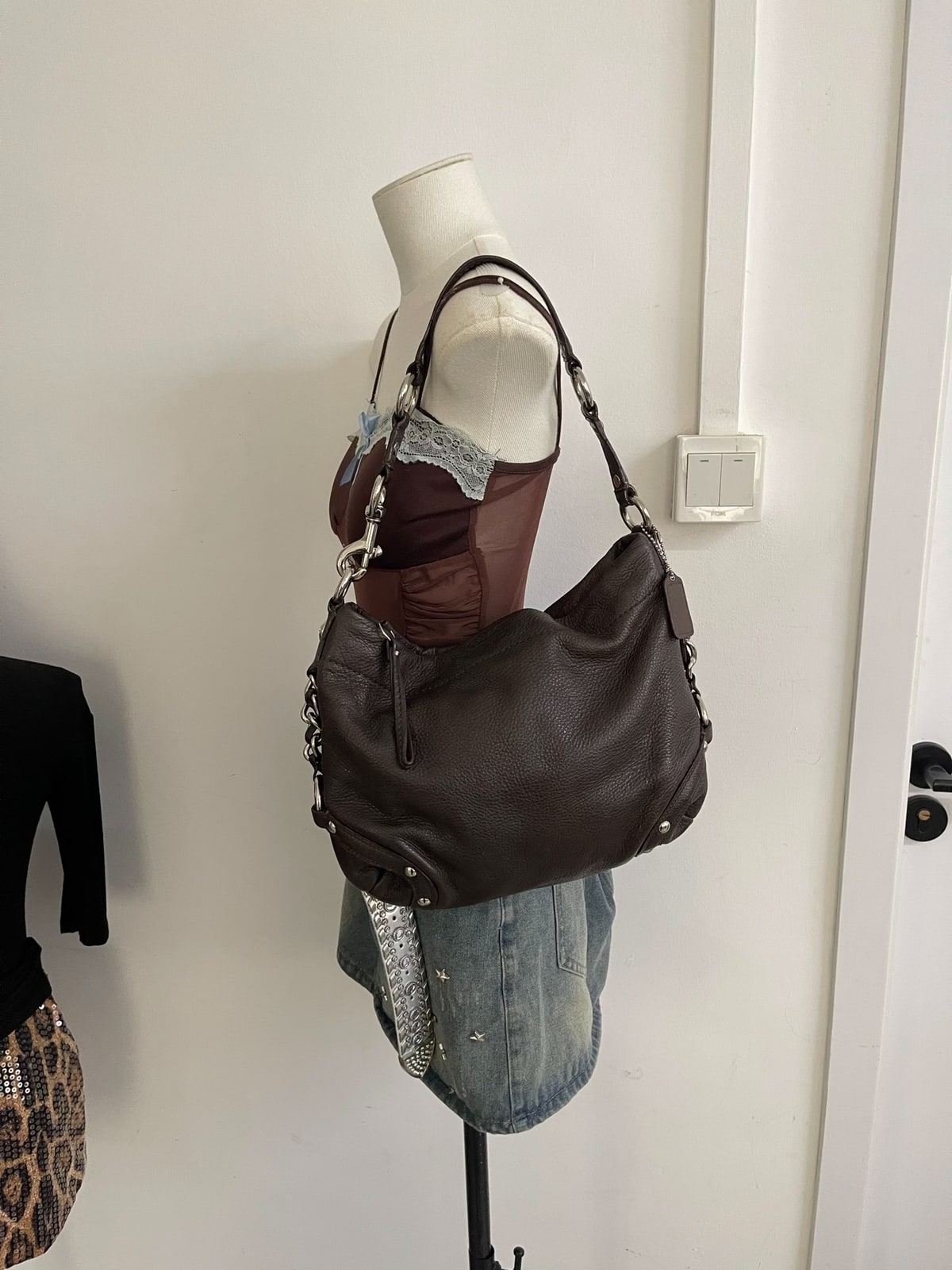 Vintage Coach Brown Chain Hobo Bag 5