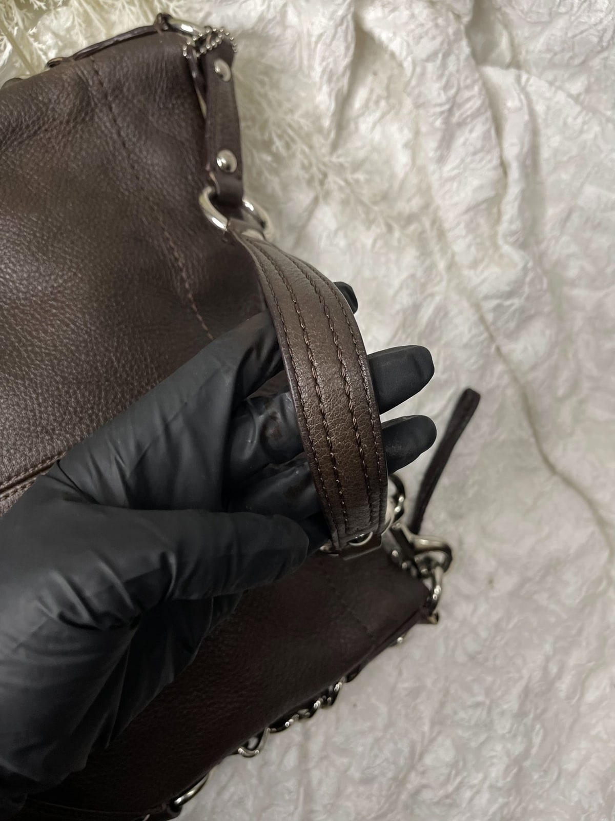 Vintage Coach Brown Chain Hobo Bag 8
