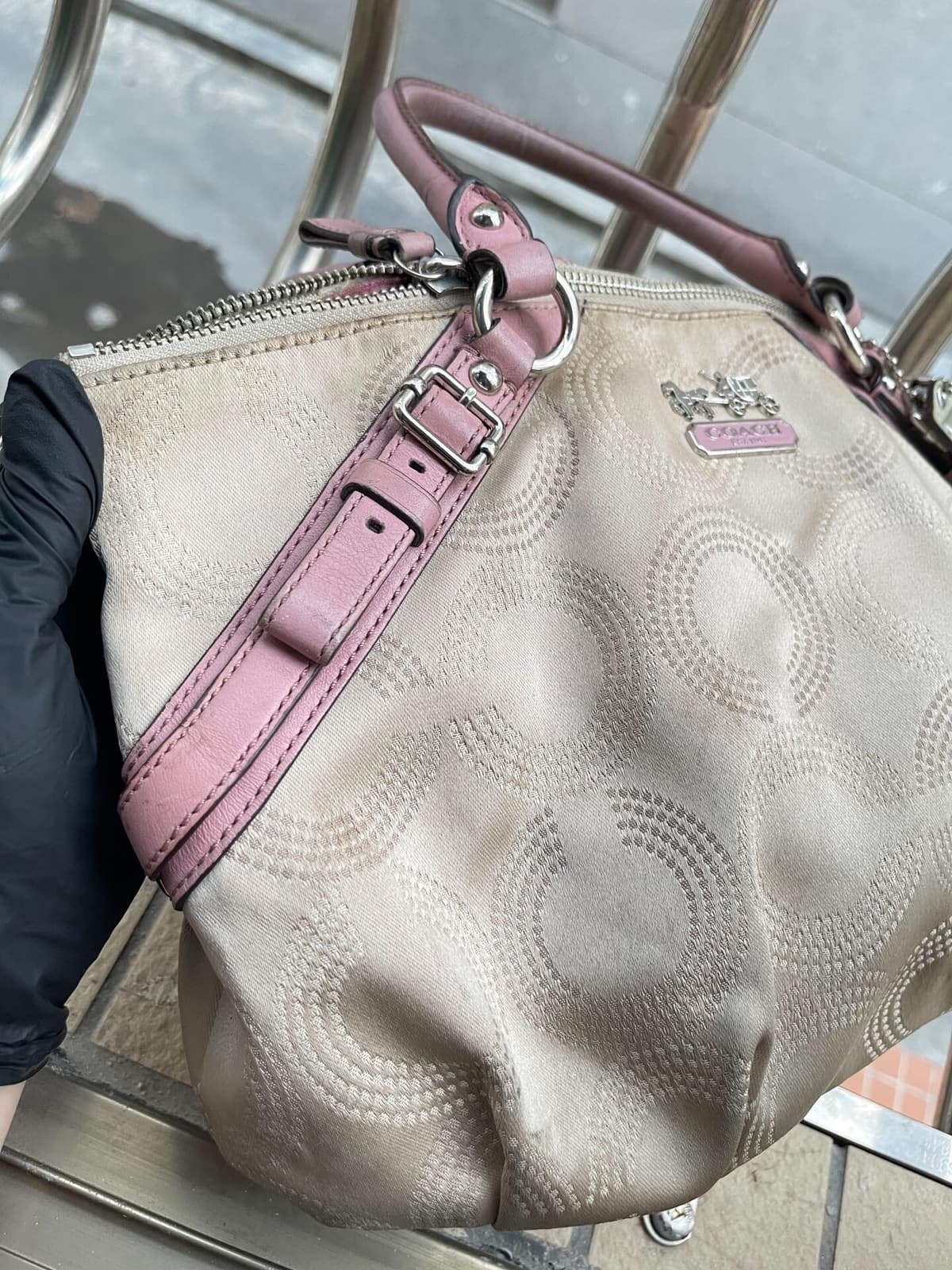 Vintage Coach Pink Op-Art Satchel Bag 3