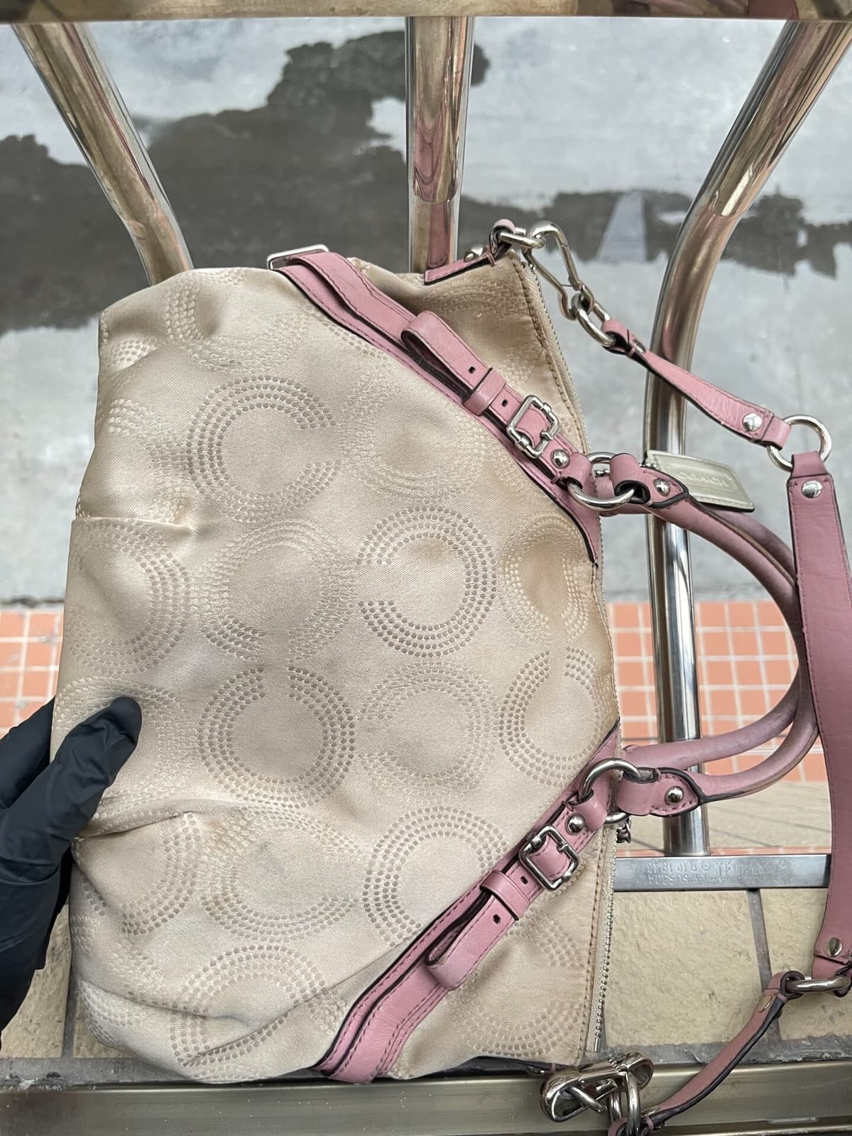 Vintage Coach Pink Op-Art Satchel Bag 4