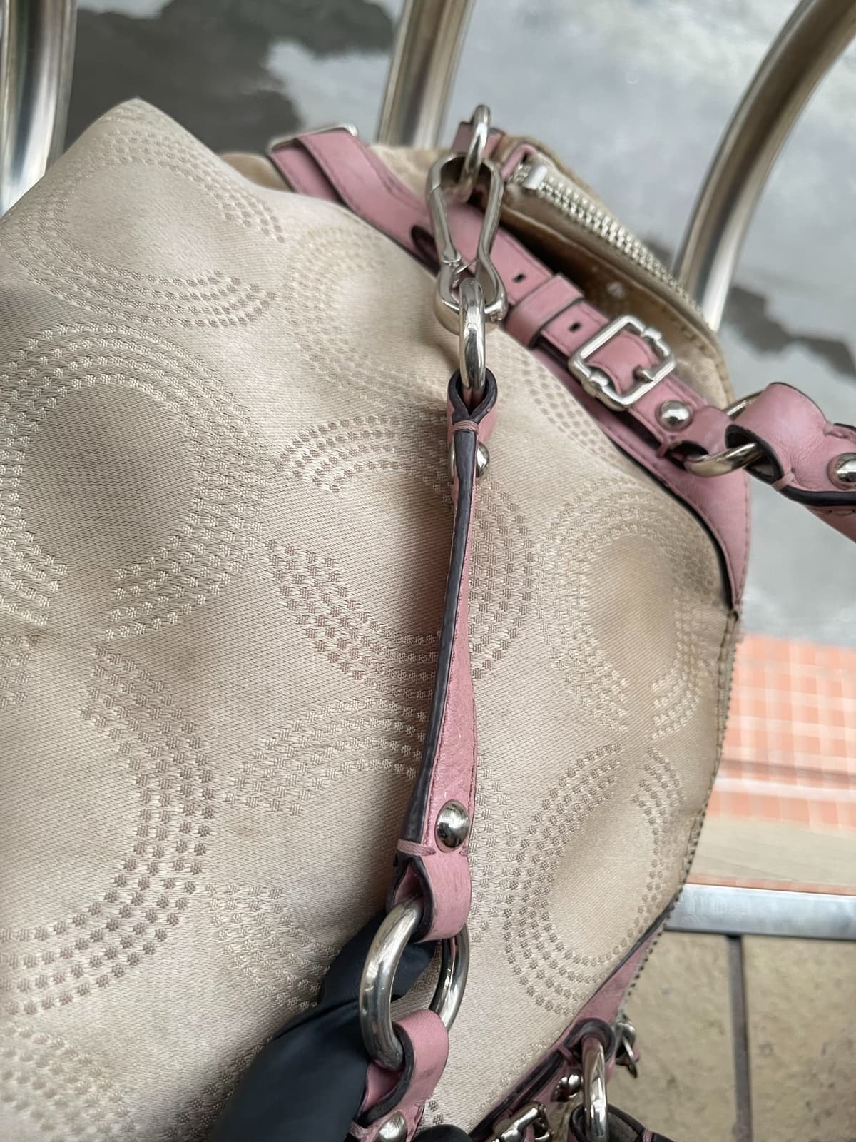 Vintage Coach Pink Op-Art Satchel Bag 6