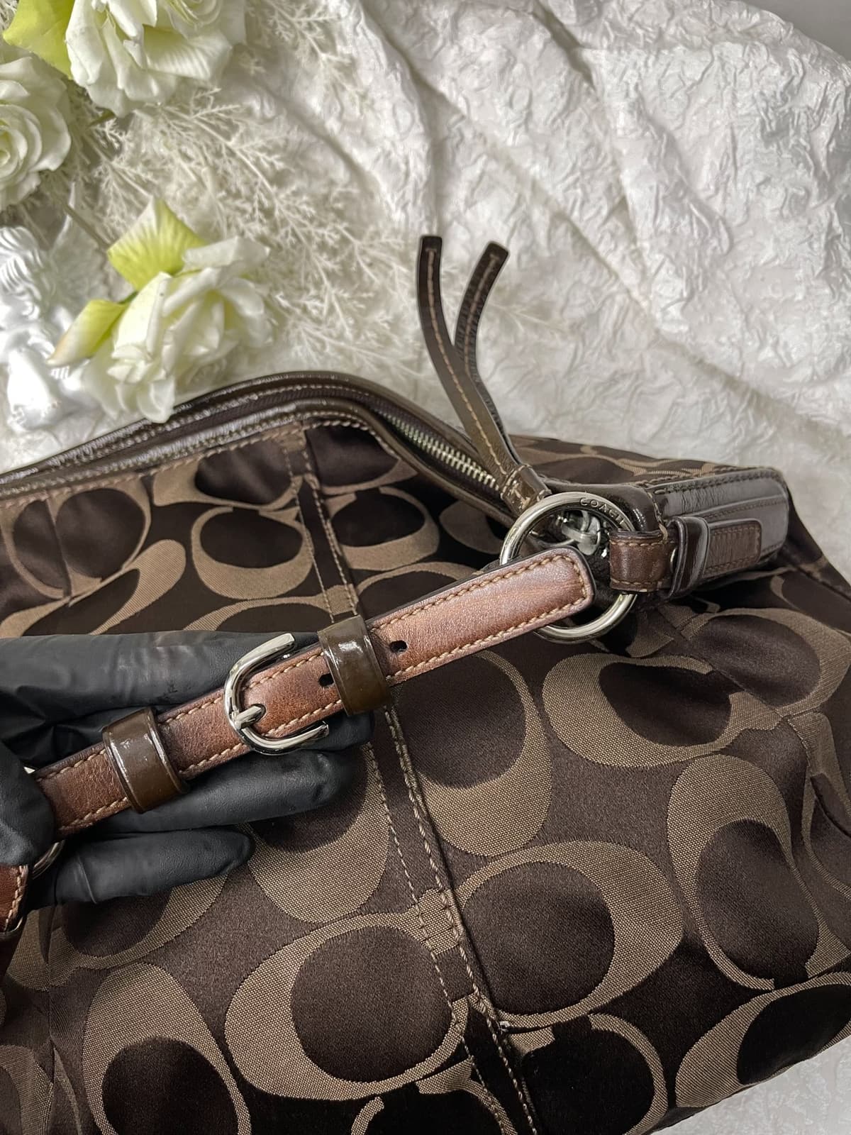 Vintage Coach Brown Signature Hobo Bag 6