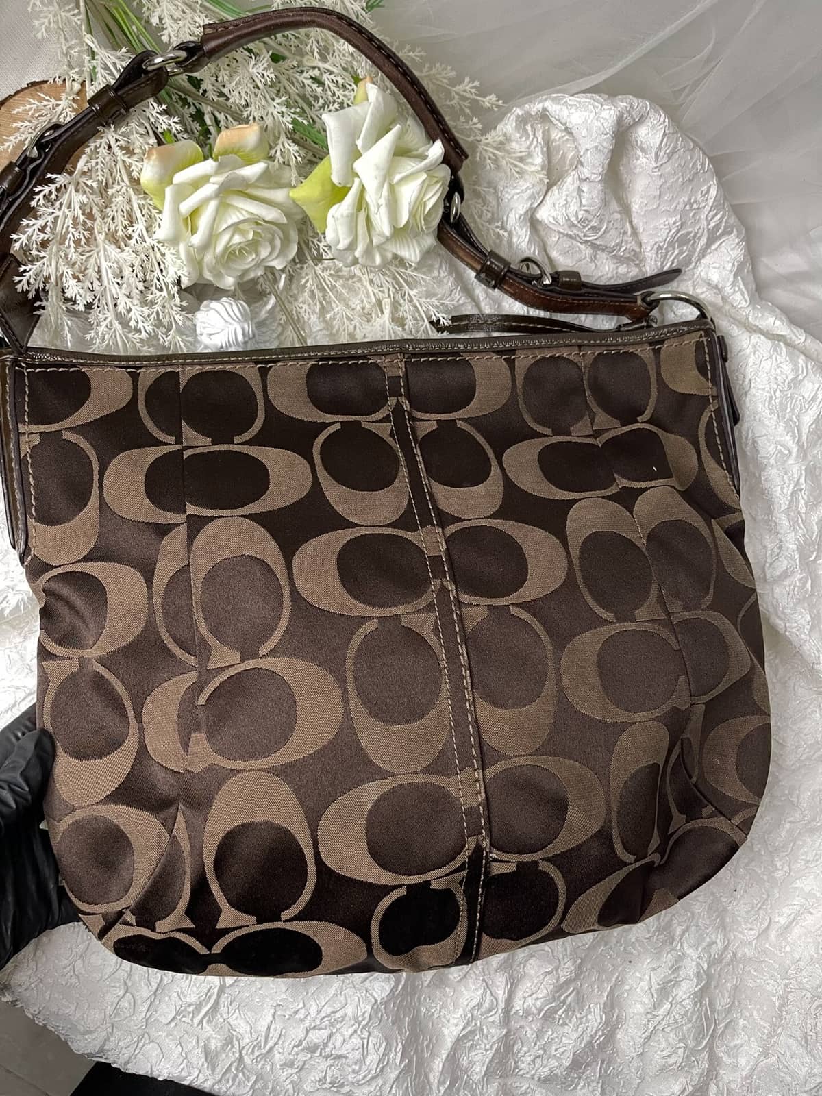 Vintage Coach Brown Signature Hobo Bag 7