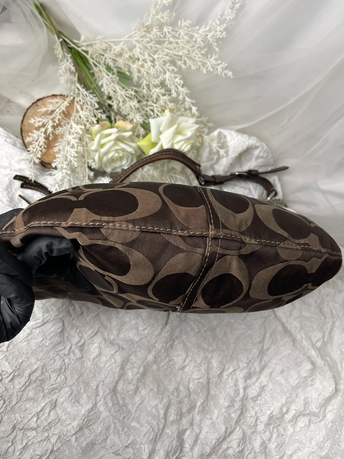 Vintage Coach Brown Signature Hobo Bag 8