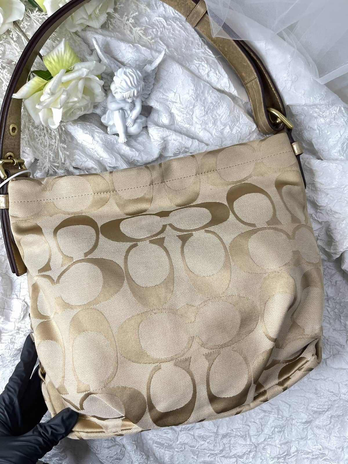 Vintage Coach Tan Signature Hobo Bag 2