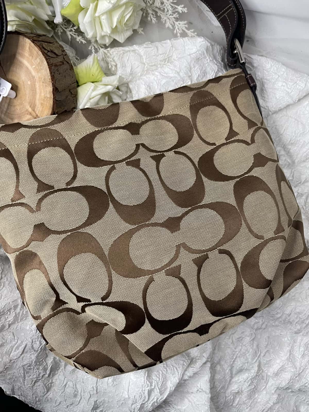 Vintage Coach Brown Signature Shoulder Bag 2