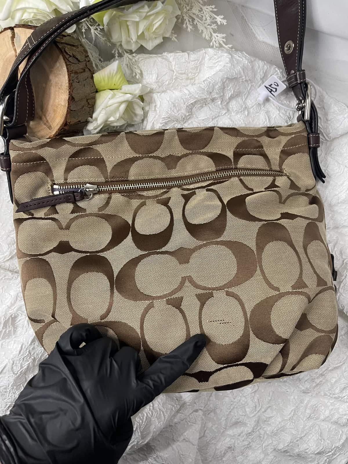 Vintage Coach Brown Signature Shoulder Bag 3
