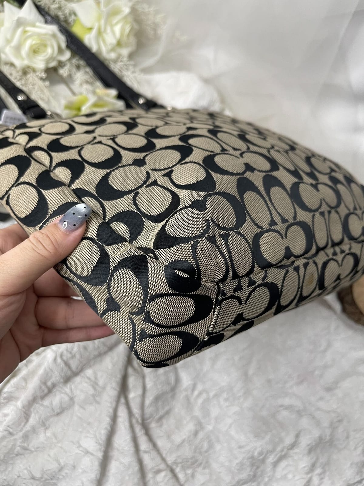 Vintage Coach Black Signature Tote Bag 2