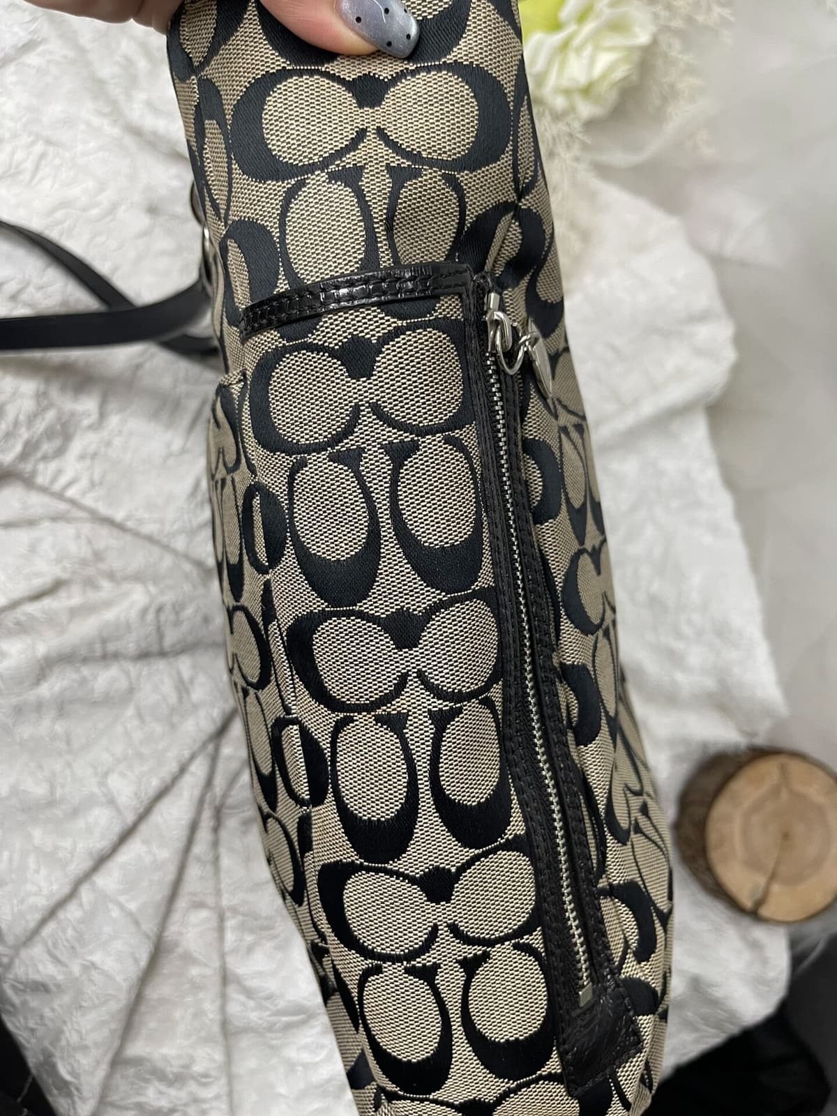 Vintage Coach Black Signature Tote Bag 4