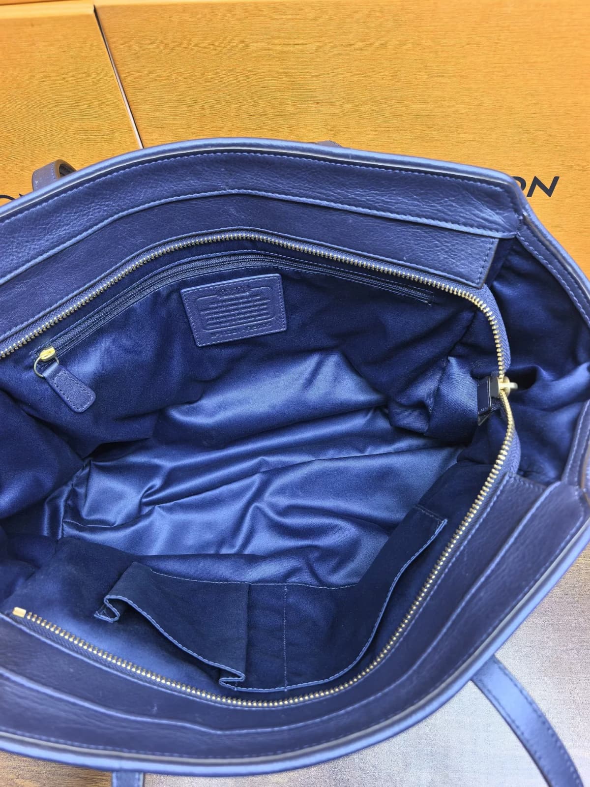 Vintage Coach Blue Structured Tote Bag 4